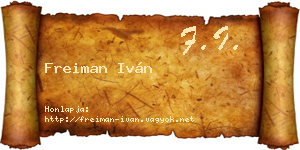 Freiman Iván névjegykártya
